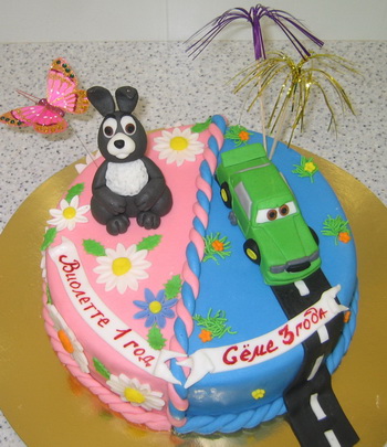 Торт на двойной день рождения для брата и сестры